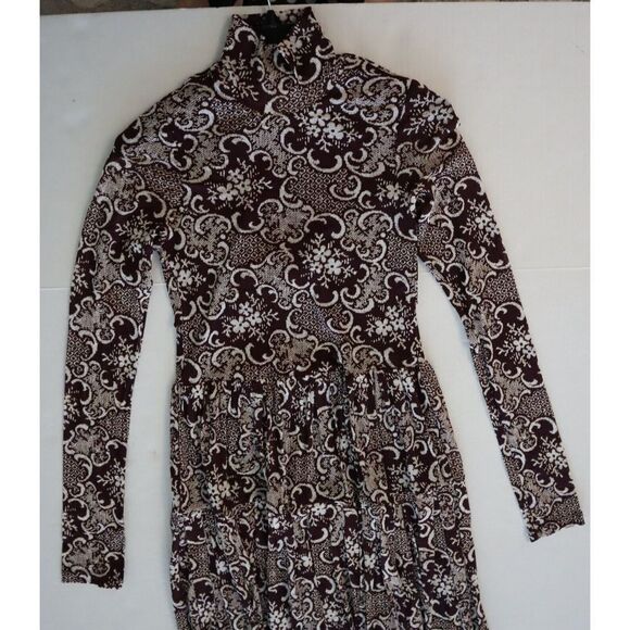 Rebecca Taylor Women's Sz XS Red Rochelle Fleur Pleated Mock Neck Dress - Picture 7 of 12